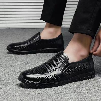 Leather Sandals Men's Leather Dad Shoes Leather Shoes Casual Leather Shoes First Layer Cowhide Hole Shoes Breathable