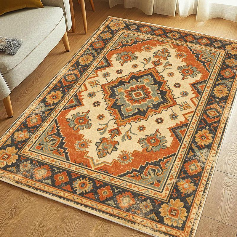 Retro Floral Carpet Stain Resistant Easy To Clean Anti Slip Floor Mat Living Room Bedroom Study Home Decor