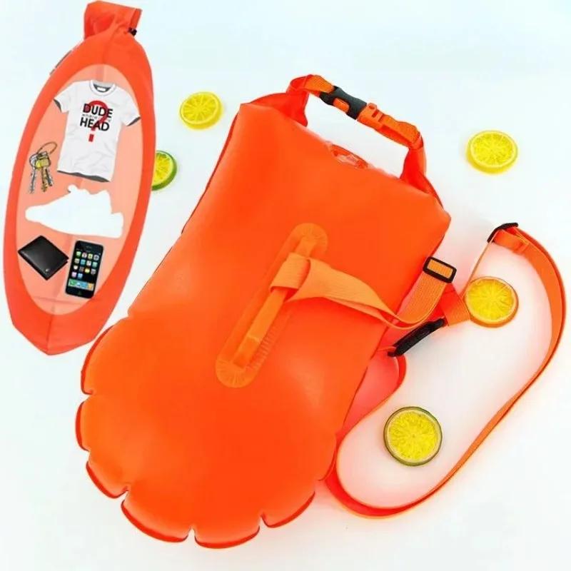 Swim Bucket Dry Bag Inflatable Open Swim Buoy Towable Dry Bag with Boating Rafting Swimming Bucket Water Sports Safety Bag