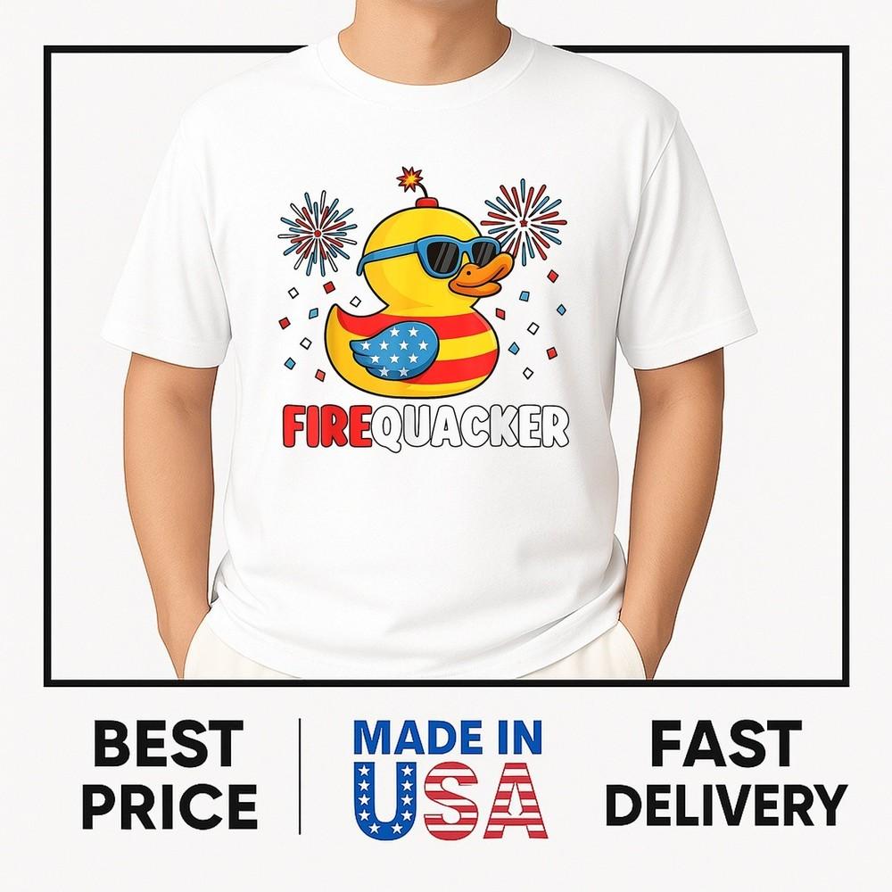 Утка Фейерверк 4 июля Патриотичная Четвертое июля Смешная Футболка В ТРЕНДЕ Унисекс Футболка S