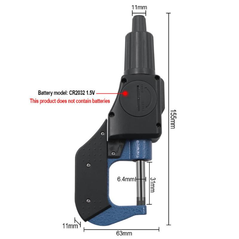 

0-25mm 0.001 Electronic Digital Display Micrometer Caliper High Precision Spiral Micrometer Measurement Tools Outside Micrometer