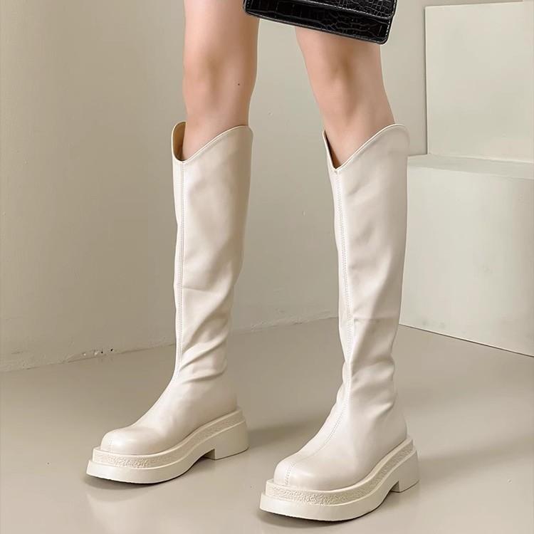 

Showing legs straight long knight boots children in the autumn and winter of 2024 new black tall thick-soled but knee-long boots 35 чёрный