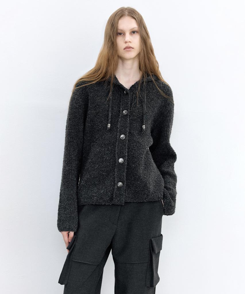 INSILENCE WOMEN Dust Boucle Hooded Knit Charcoal