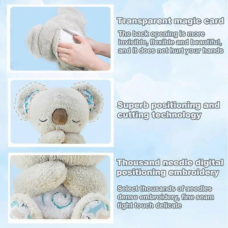 Cuddly Koala Plush Sleep Aid with Soft Glow Night Light Calming Music and Simulated Breathing Comforting Bedtime Comfort Toys