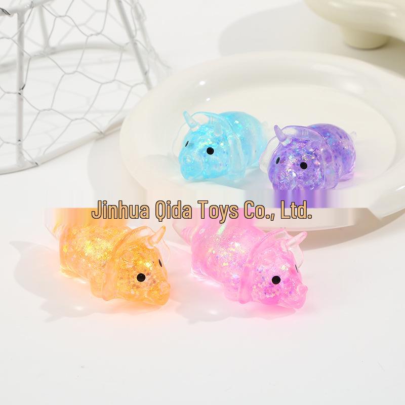 Sequin Triceratops Squeeze Toy - Children s Stress Relief
