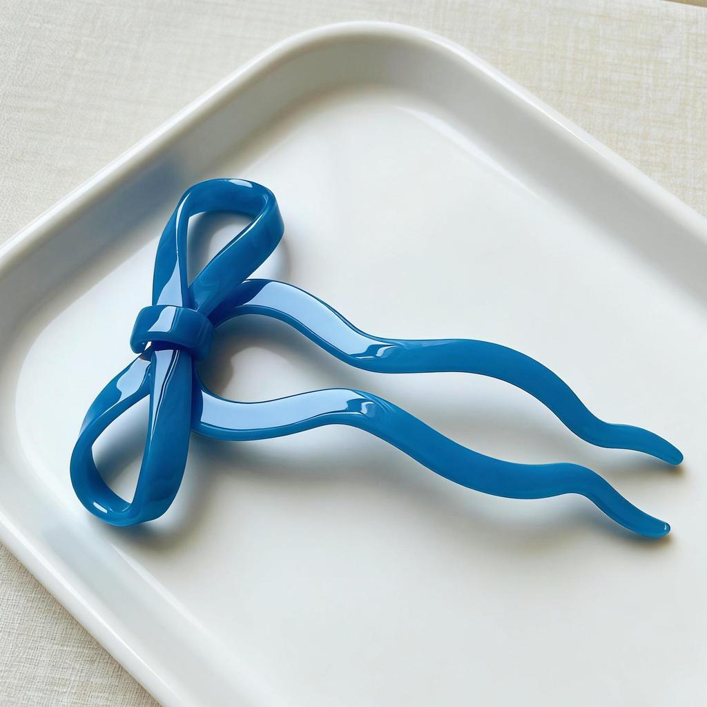 Ballet Style Colorful Bow Hairpin for Updo and Flyaway Hair - Cute Acetate Hair Clip