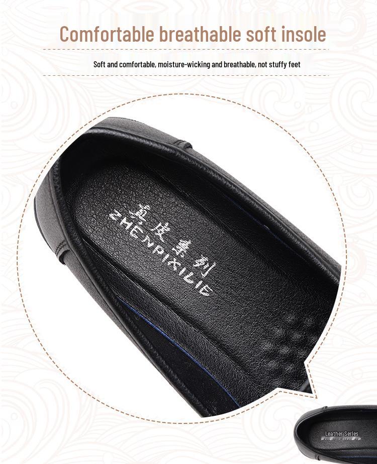Autumn Soft Sole Non-Slip Leather Shoes for Middle-Aged Women