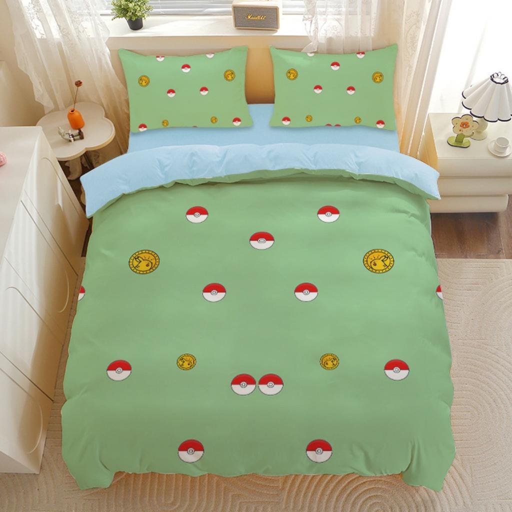 Anime Gengar P-Pokemon Steppdecke Bettbezug Kissenbezug 3D Gedruckt Pikachu Bettwäsche Set Kinder Bettbezug Mädchen Jungen Urlaubsgeschenke