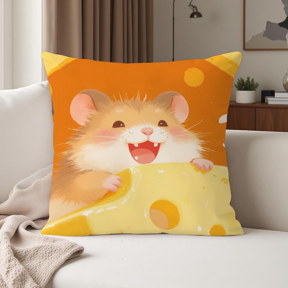 

Kawaii Cute HamsterinCheese Pillow Case Suitable For Bedrooms Living Rooms Cars Home Decoration 30cmx30cm