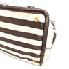 Prada Canapa Logo Border Bag Tote Bag Hand Bag Canvas Brown/White