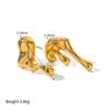 Yori Stainless Steel Golden Irregular Creative Stud Earrings for Women Trendy Metal Texture 18 K Earrings Golden Accessories