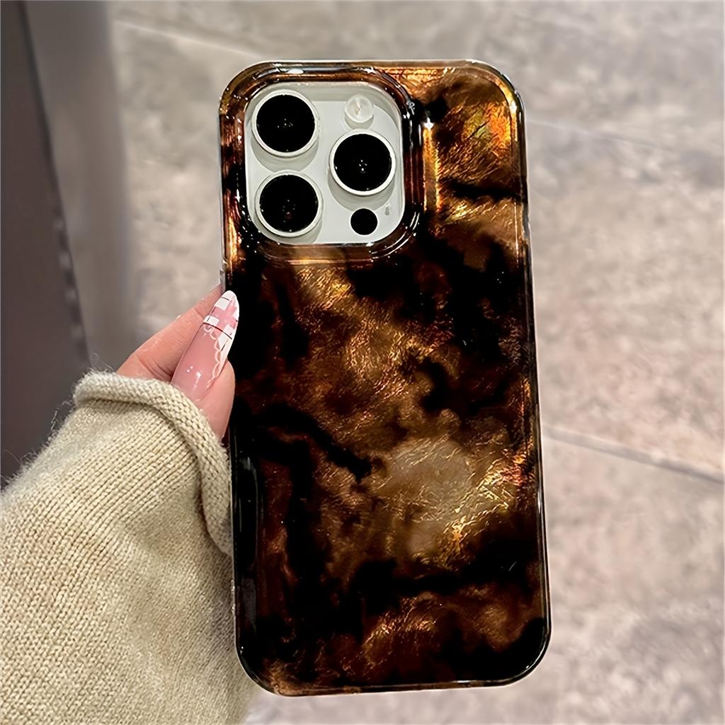 Luxury Amber Leopard Pattern Case For iPhone 16 15 14 13 12 Pro Max 11 Cute Hairball Bracelet Wristband Chain Protective Cover
