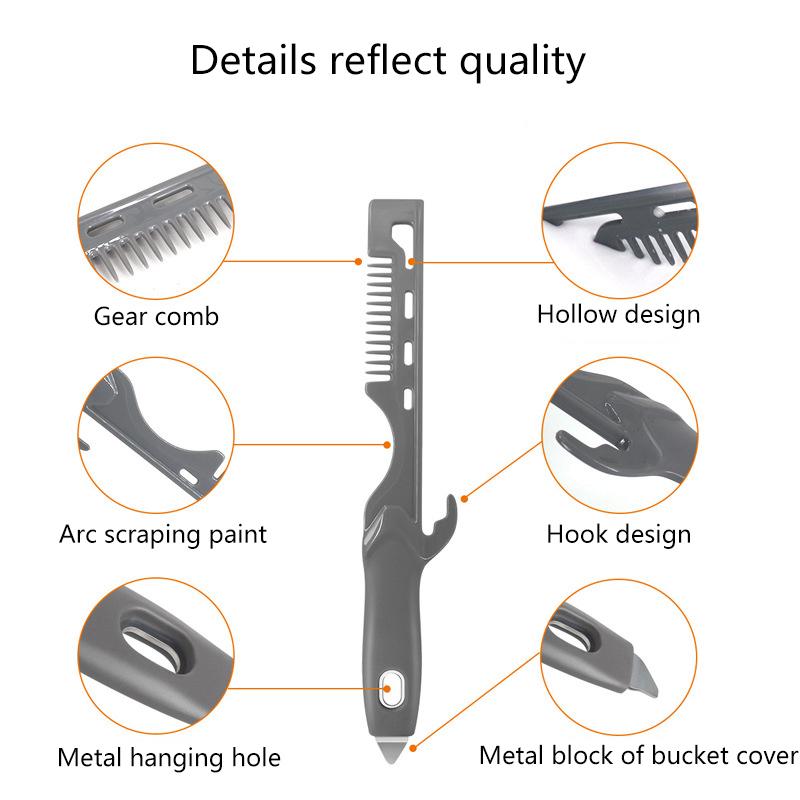 

Многофункциональный миксер для краски с крючком для перчаток, подходит для пластикового барабанного скребка латексной краски и краски на водной основе серый