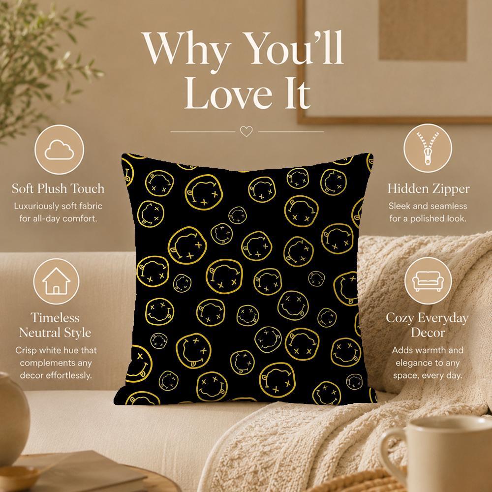 Band N-NirvanaS Cushion Cover Double-Sided Printed Pillow Cover Hypoallergenic Dust-Mite Proof