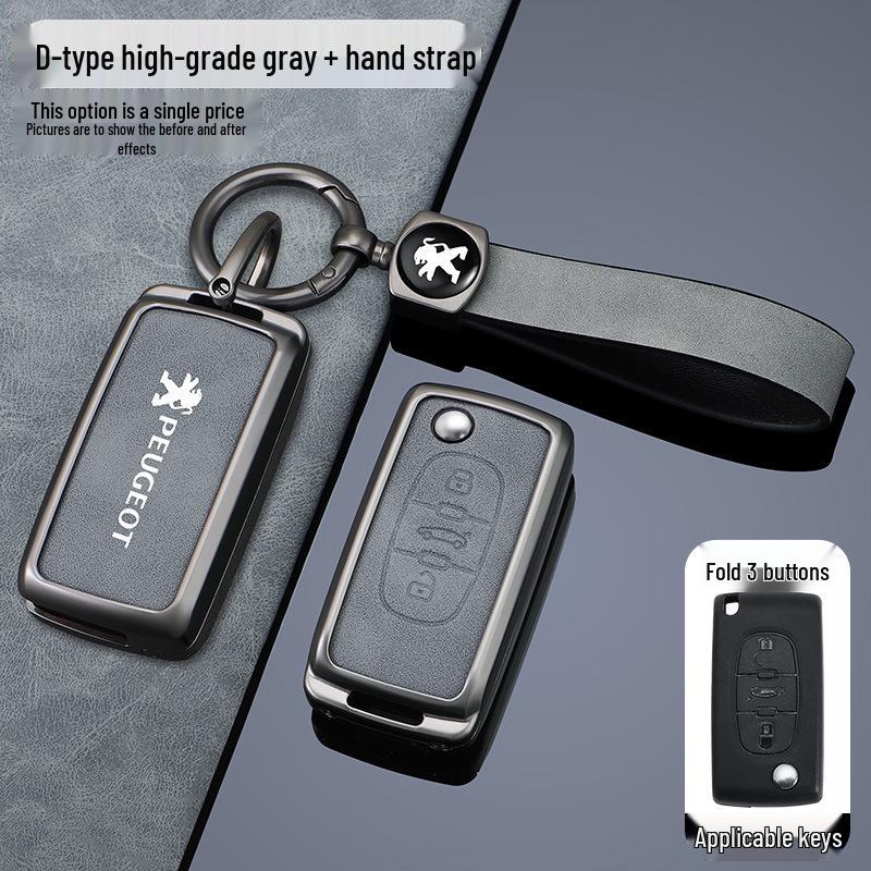 Leder Schlüsseletui für Dongfeng Peugeot 408/308/3008/4008/2008/5008 Metallmodelle