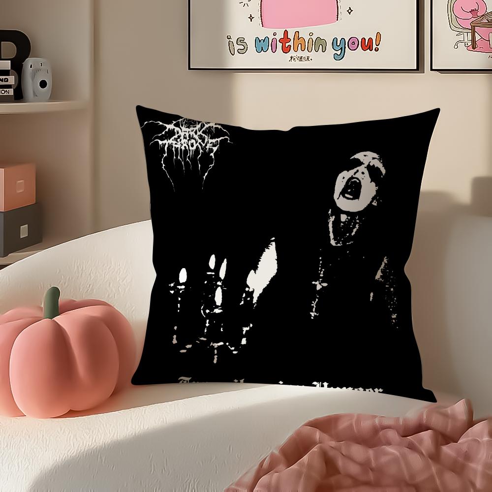 Black Metal Norwegian Art DDarkthrone Pillow Cushion Cover Pillowcase Short Plush Invisible Zipper Room Sofa Cushion Cover