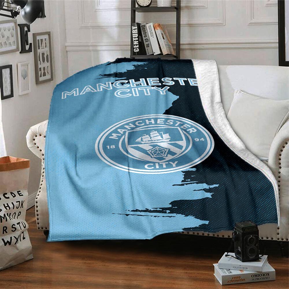 Manchester City Wappen Decken Flanell Bedruckt Atmungsaktiv Warm Überwurfdecke für Zuhause Büro Bettwäsche 0708a9