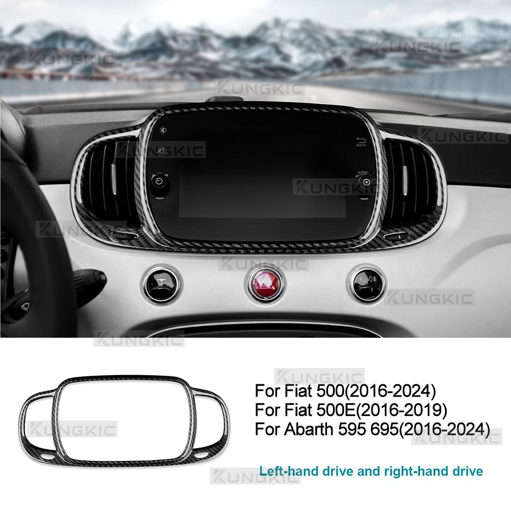 

For Abarth 595 695 Fiat 500 2016-2025 Fiat 500E 2016-2019 Real Hard Dry Carbon Fiber Sticker LHD RHD Car 7inch Navigation Frame