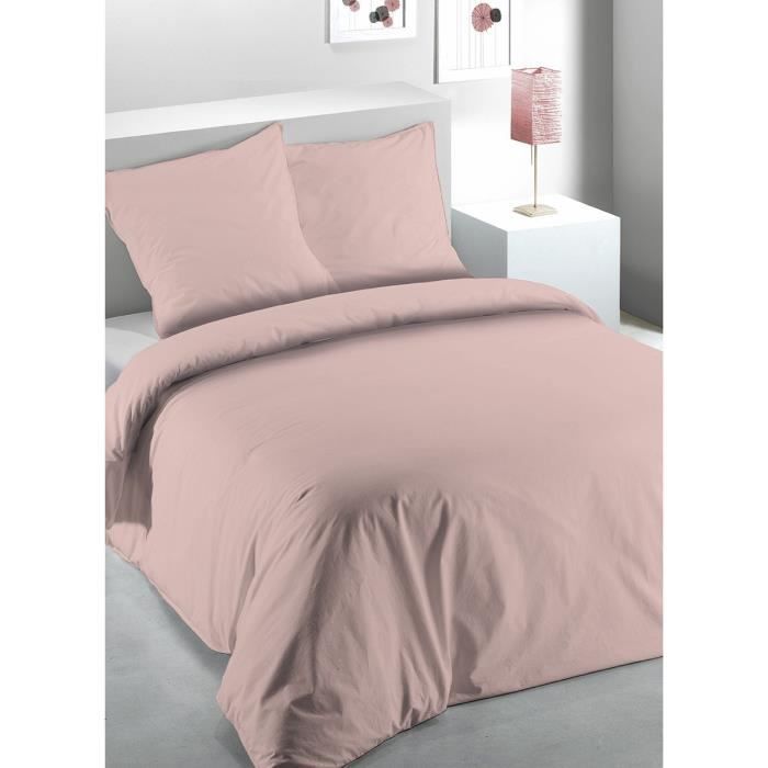 Housse de couette - Michka - Uni blush - 220x240 cm - Microfibre - 2 taies d'oreiller