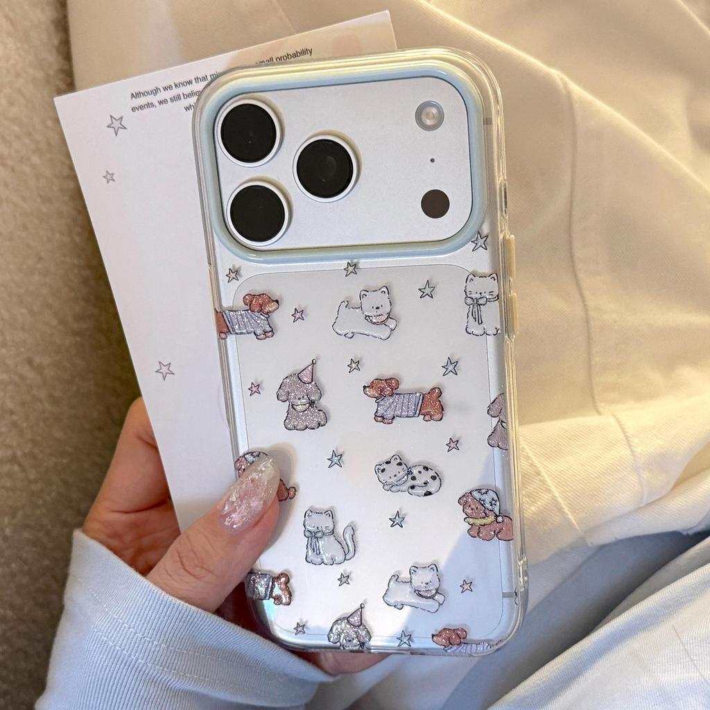 Cartoon Glitter Puppy Phone Case for iPhone 16, iPhone 17, and iPhone 17 Pro Max