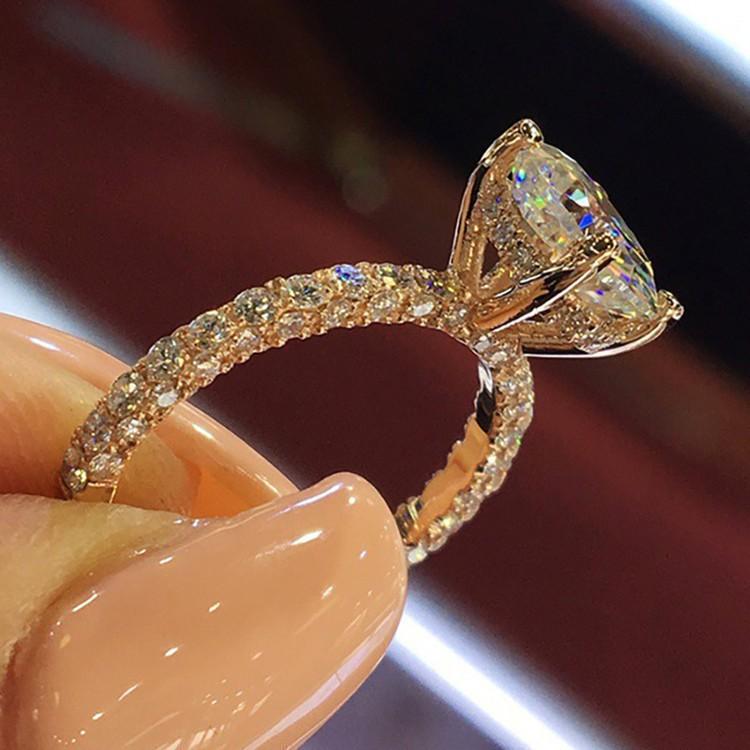 Inlaid Round Zircon Ring Classic Temperament Ring Popular Jewelry