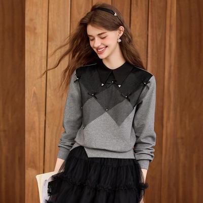 Women's Color-Block Mesh Patchwork Sweatshirt