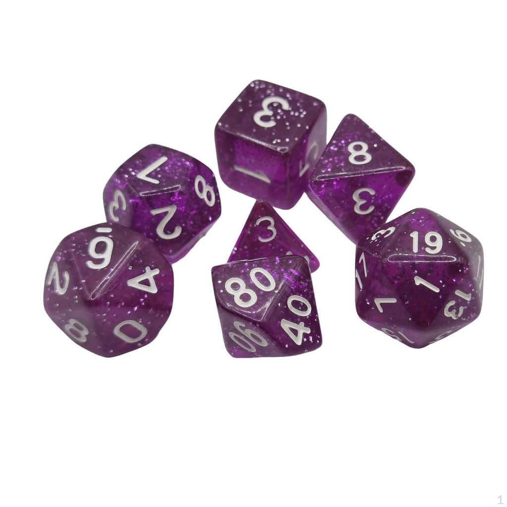 7 Pieces Solid Acrylic Polyhedral Dices D20,D12,D10 (00-90 and 0-9),D8,D6 D4. for Entertainment