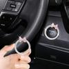 2pc Car One Click Start Decoration Circle Double Row Crystal Bowknot Fire Ring Ignition Switch Button Decoration