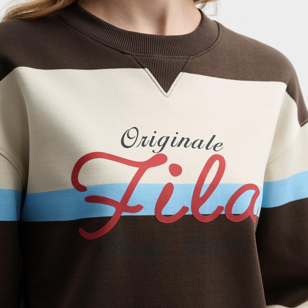 Fila Original Simple Fashion Retro Sports Casual Trendy Striped Comfortable Versatile Round Neck Pullover Sweatshirt Women Sweatshirt F11W619206FDB