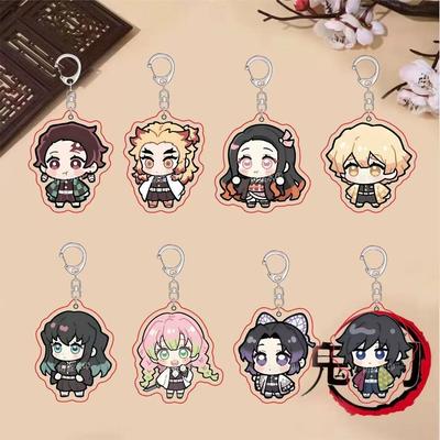 Keychain Pendant Anime Demon Slayer Kimetsu No Yaiba Kamado Tanjirou Double Sided HD Bag Pendant Gift For Fans Cosplay Props Jewelry Gift