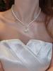 Elegant Faux Pearl Heart Necklace – Minimalist Clavicle Chain With OT Buckle Charm Jewelry, Dainty Valentine's Gift for Women