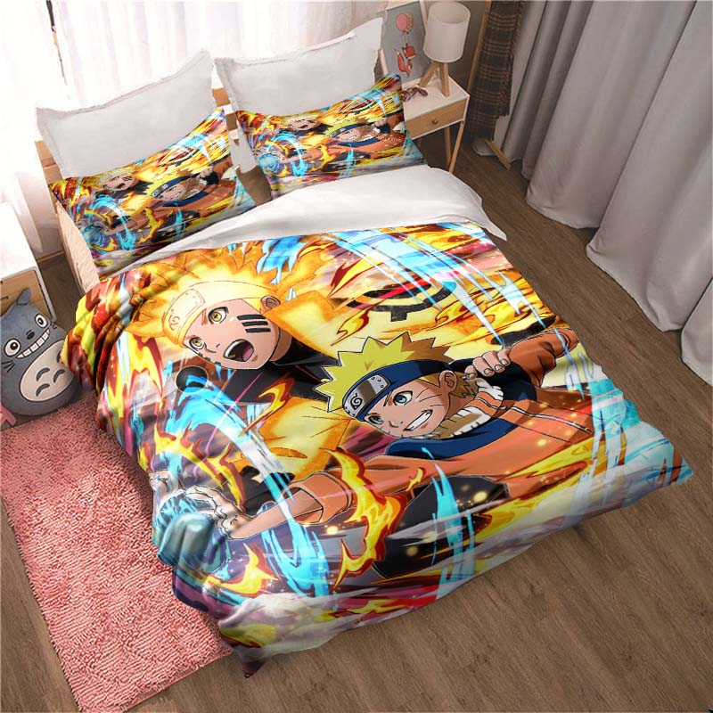 Uzumaki Naruto Japanese Manga Print Bedding Set – Duvet Cover Set – A Luxurious Gift for Teens, Suitable for Double/Single Beds