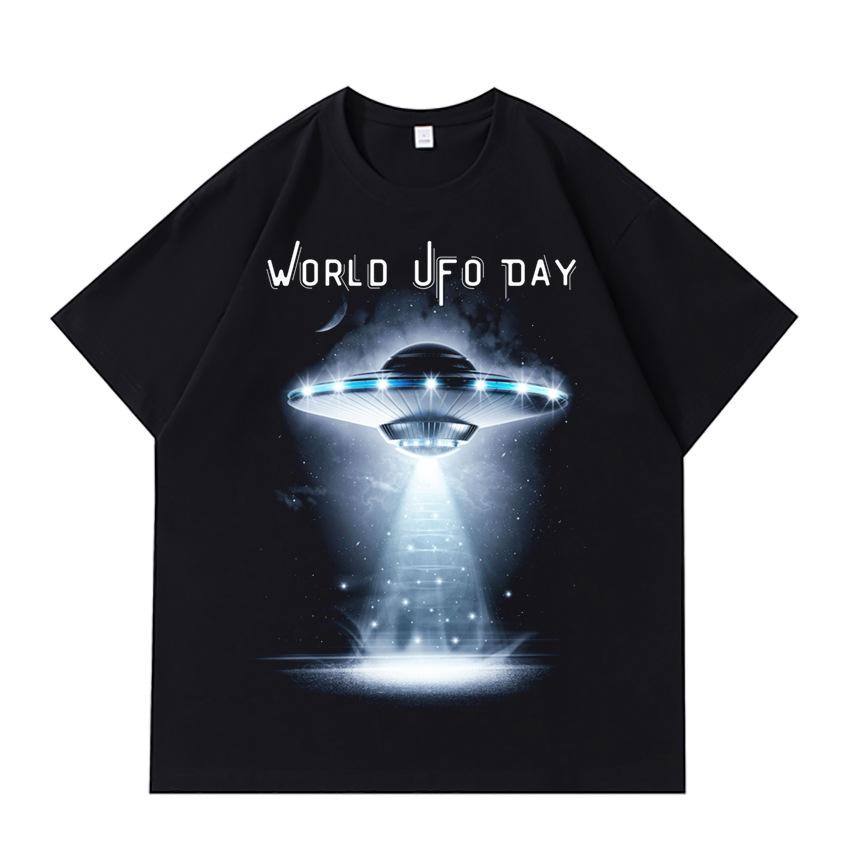 

Чоловічі та жіночі футболки з принтом серії DTG Print ET для літа. Повсякденні та універсальні модні модні бренди вільного крою для чоловіків і жінок. 4XL чорний