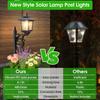 2 in 1 Solar Flower Post Lamps Lights Waterproof Wall Mount for Freestanding Outdoor Decorative Garden Patio Front Porch Back Door Warm White