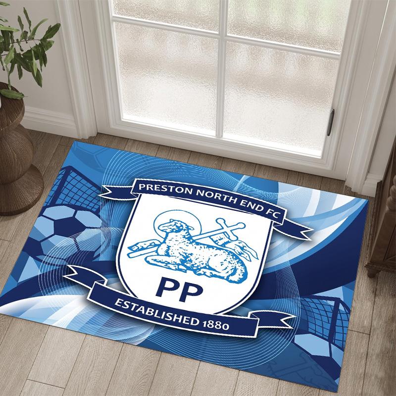 Preston North End Football Design Crystal Velvet Carpet Cozy Non?Slip Printed Rug For Bedroom Living Room Entrance