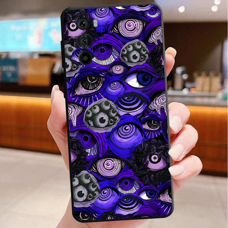 Trippy Blue Alien Eyes Phone Case For Motorola Edge 60 50 40 Pro 60 50 40 30 Ultra Neo Fusion Moto G Play G Stylus G Carcasas