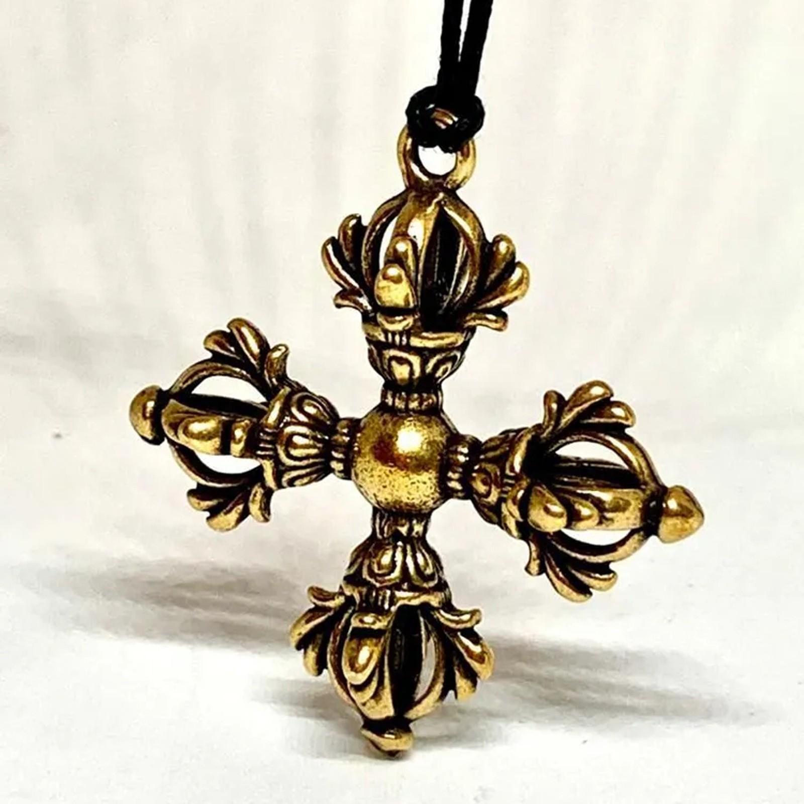 

Латунный состаренный ваджрный пестик и ступка латунный брелок золотой кулон One Size