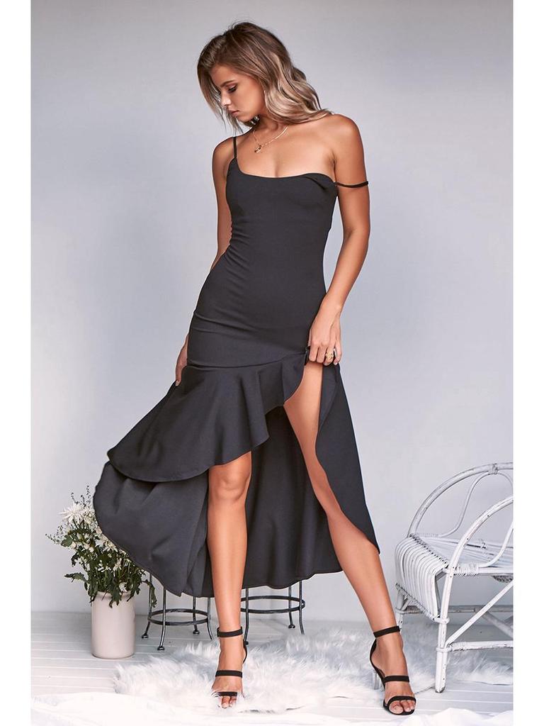 Summer Sexy Ruffle Irregular Backless Women's Suspender Dress