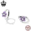 Sterling Silver S925 Purple Gradient Zircon Petal Earrings
