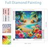 5D DIY Diamond Painting Kit Tropical Beach Sunset with Palm Trees and Chairs Full Drill Cross Stitch Embroidery Mosaic Art Home