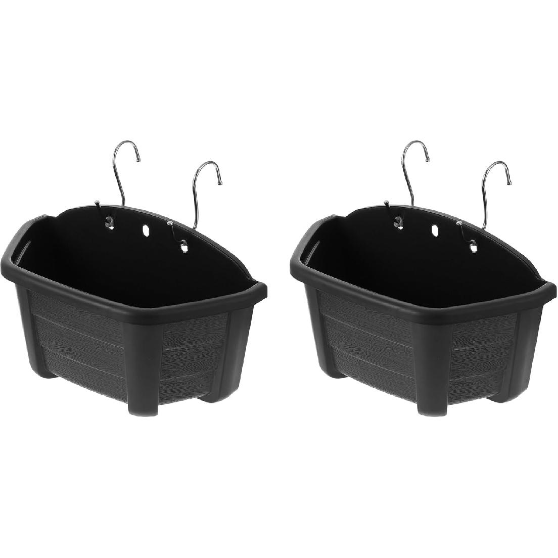 Yardwe Hanging Flower Pots, 2PCS Wall Hanging Planters for Railing Fence Balcony, Plastic Plants Pots for Window Box Garden Patio Balcony Outdoor