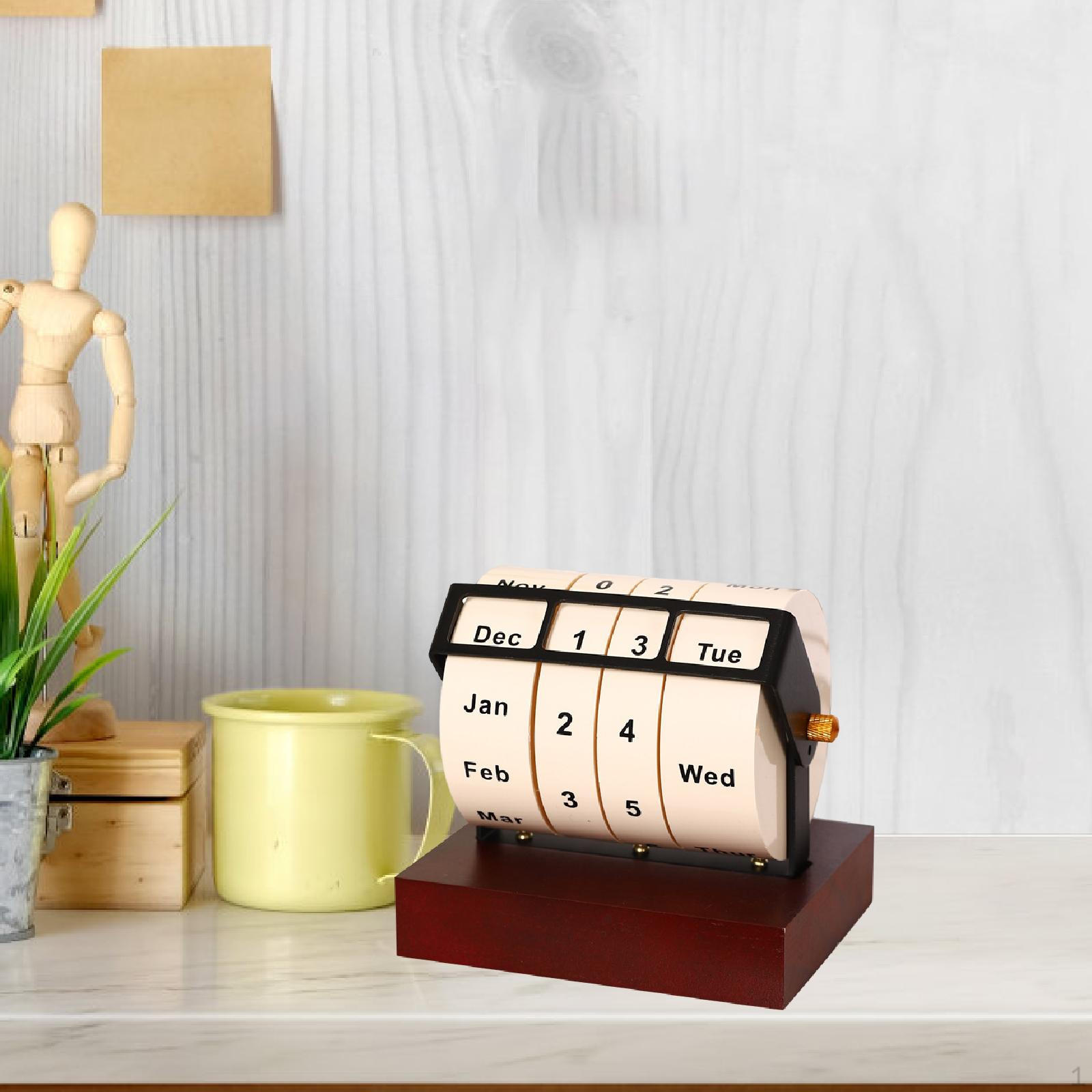 

Rotary Desk Calendar,Month Week Day Date Display Countertop Tabletop Calendar for Party Office