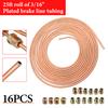 25ft Car Roll Tube Coil of 3/16" OD Copper Nickel Brake Pipe Hose Line Piping Tube Tubing Anti-rust With 16/20PCS Tube Nuts