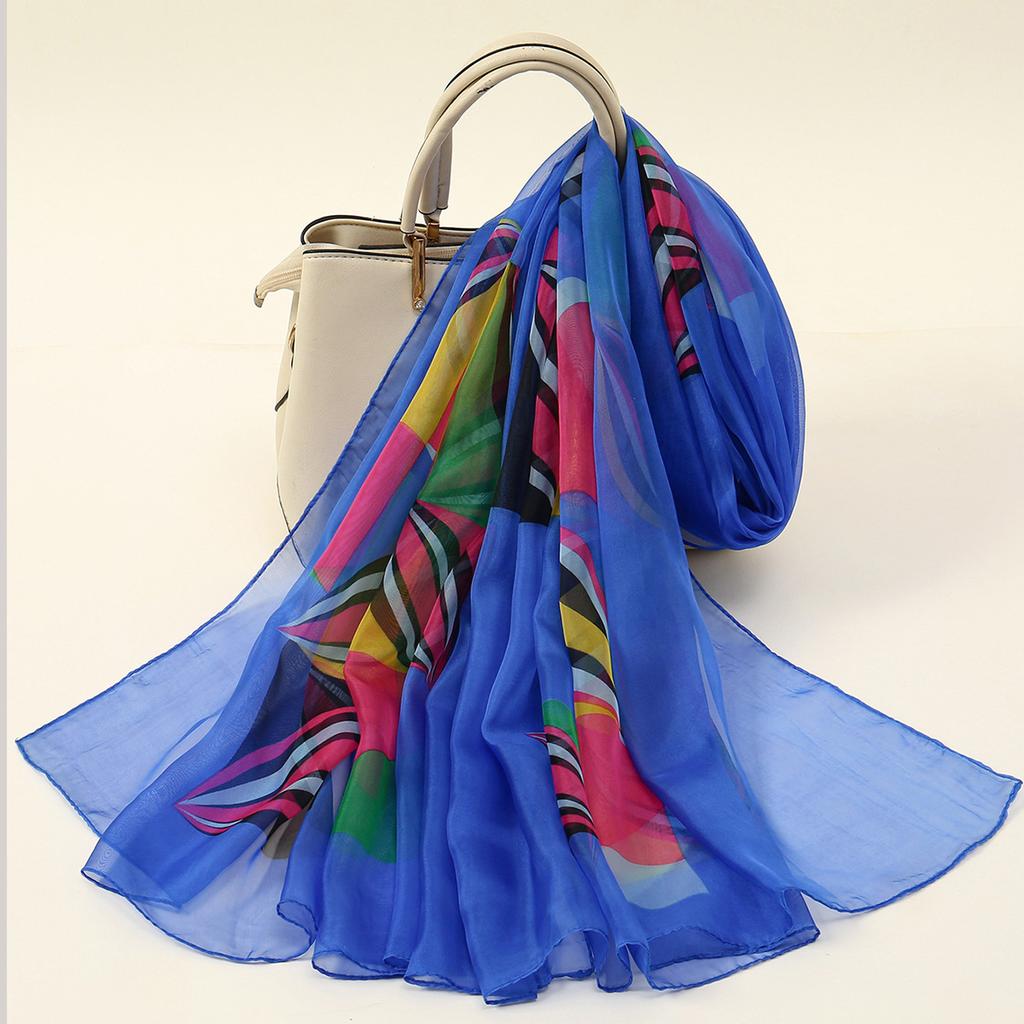 New leopard print splicing chiffon silk scarf scarf female, spring and summer sunscreen silk scarf tulle scarf XQ