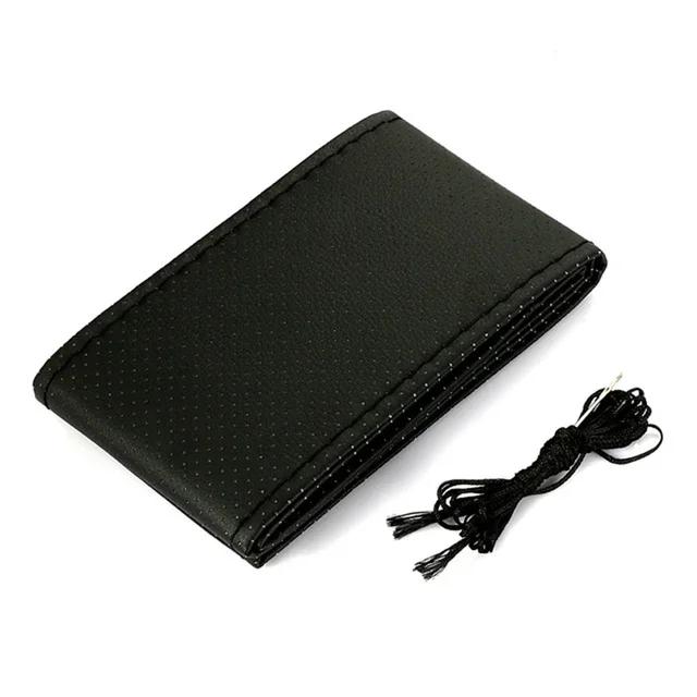 Car Steering Wheel Cover 3 Color DIY Needles And Braid Thread Artificial Leather Car Covers Suite Texture Soft Auto Accessories