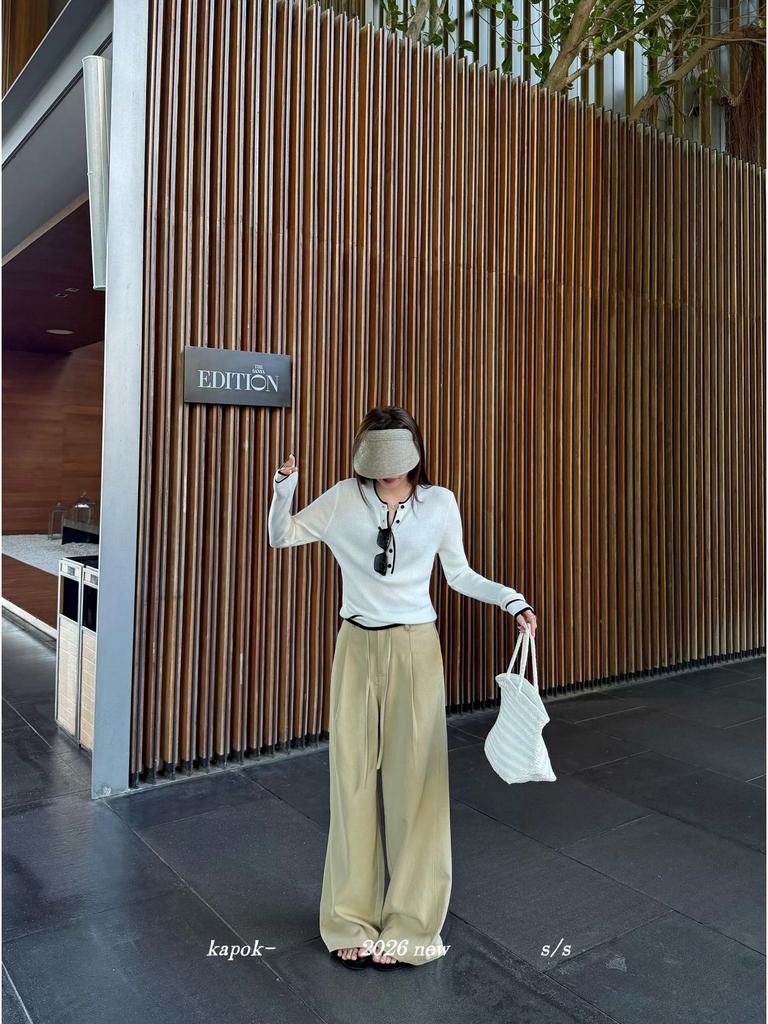 Thirteen Rows Kapok Early Spring Loose Drape Drawstring Slimming Casual Long Pants