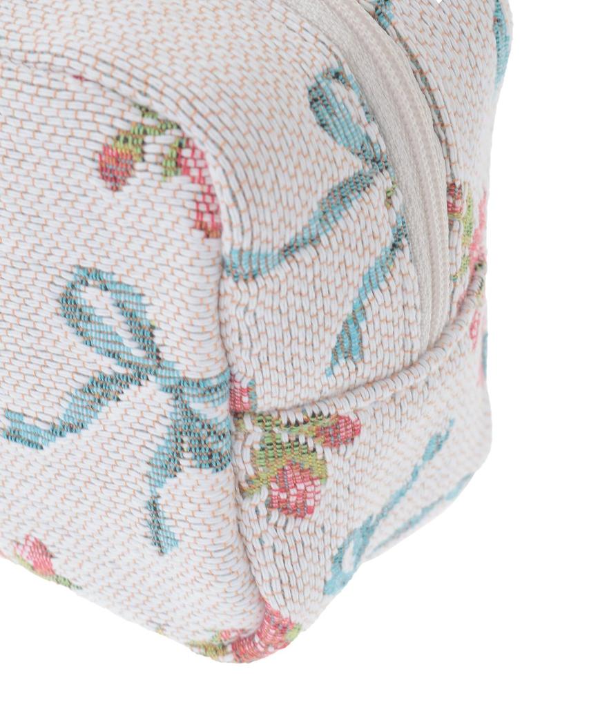 de Rose Ribbon Pattern Gobelin Pouch [Maison Fleur] - Women's Off-White