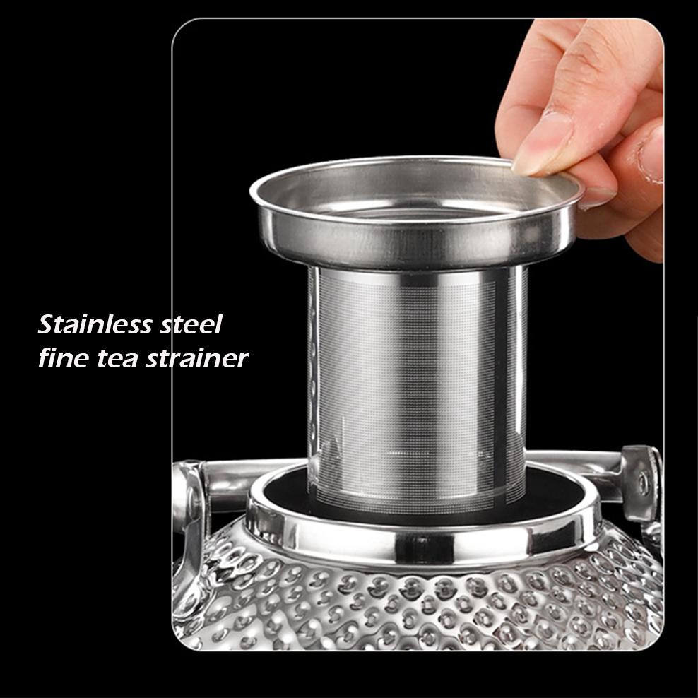 Hammer Texture Stainless Steel Teapot, Hight-Capacity Boiling Water Pot With Tea Strainer, Restaurant Induction Cooker Teakettle