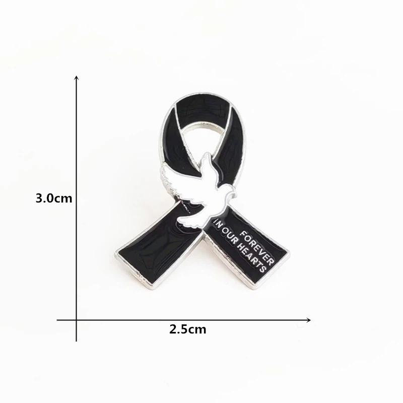 Black Ribbon Memorial Brooch Clothing Lapel Pin Alloy Black Mourning Suit Badge Fashion Accessories Party Jewelry Gift
