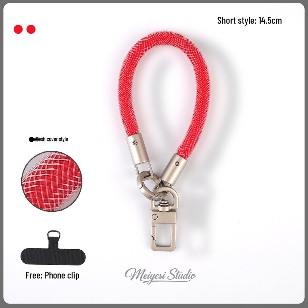 Detachable Anti-Lost Phone Lanyard: Short 7mm Mesh Sleeve Wrist Strap for Outdoor Use